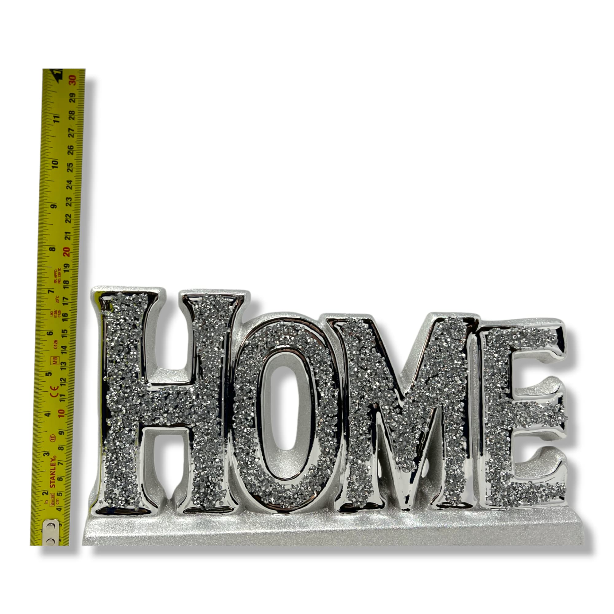 Crystal Crown Silver Bling ' HOME ' crushed diamonds sparkle ornament , Words Sign Free Standing Love Desk/Shelf/Home Wall Decoration Art