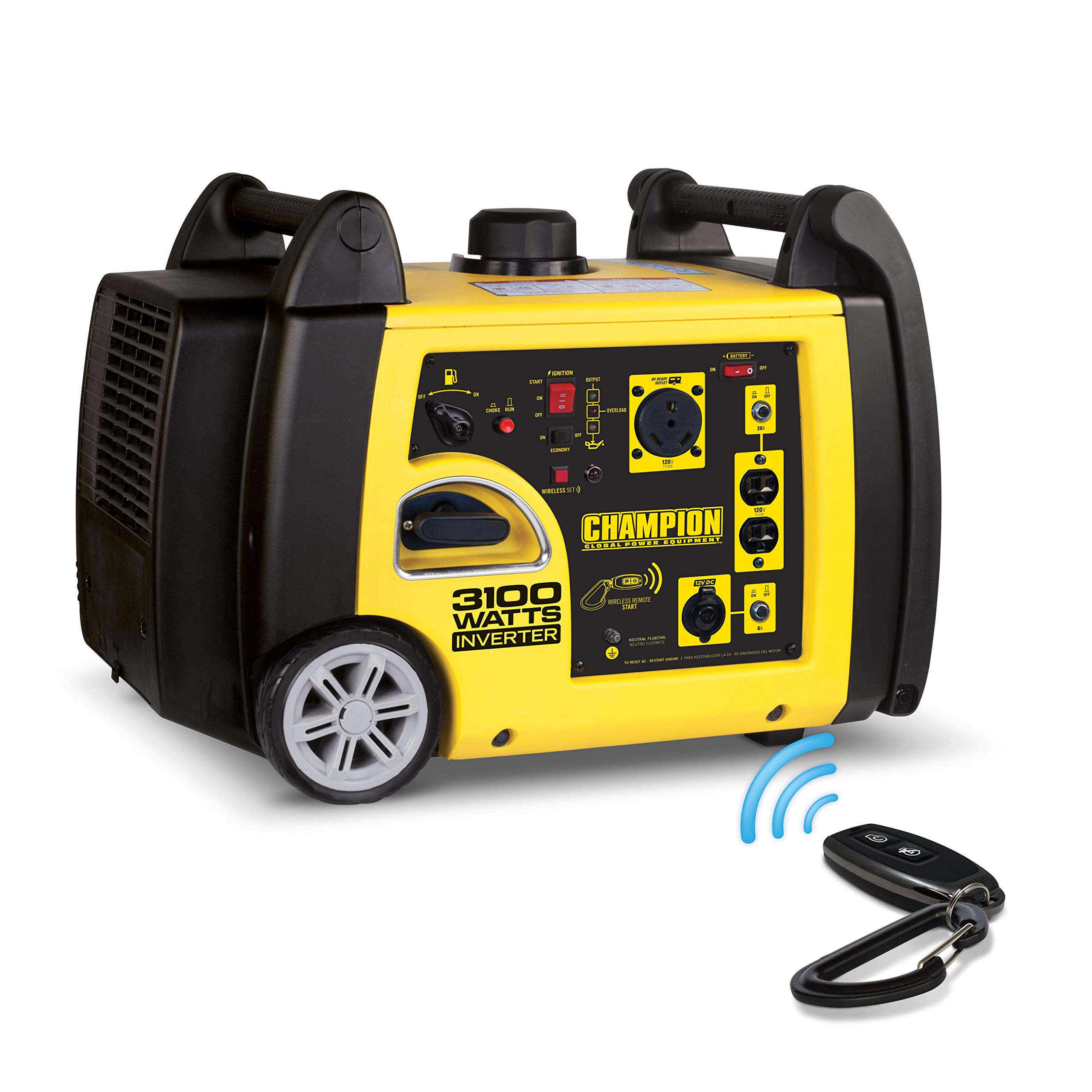 Champion 75537I 3100W Wireless Remote Start RV Ready Portable Inverter ...
