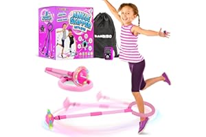 Bambibo Skip It with Counter for Kids - Longer Foam Padding | Mesh Bag for Storage | Ankle Skip Ball for Kids | Foldable Colorful Flash Wheel | Gifts for Kids Age 5 6 7 8 9 10 Years