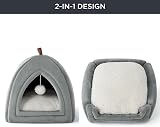 Bedsure Cat Cave Bed Indoor Flannel Hooded Igloo 40x40x40cm Grey view 2