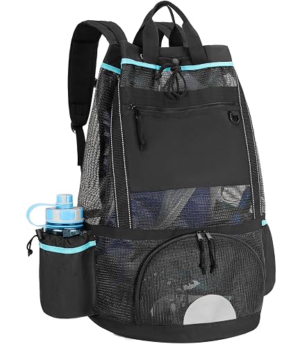 2 Grands Sacs Rangement Maille - Cordon Serrage - Pour Natation, Plongée, Plage - Noir Et Bleu - 68x48 Cm