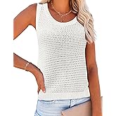 Zeagoo Womens Summer Crochet Sleeveless Sweater Vest Round Neck Hollow Out Knit Tank Tops Casual Loose Cami Tops