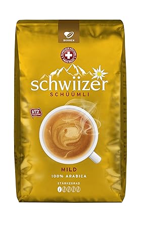 Schwiizer Schüümli Mild Ganze Kaffeebohnen, 1000 g