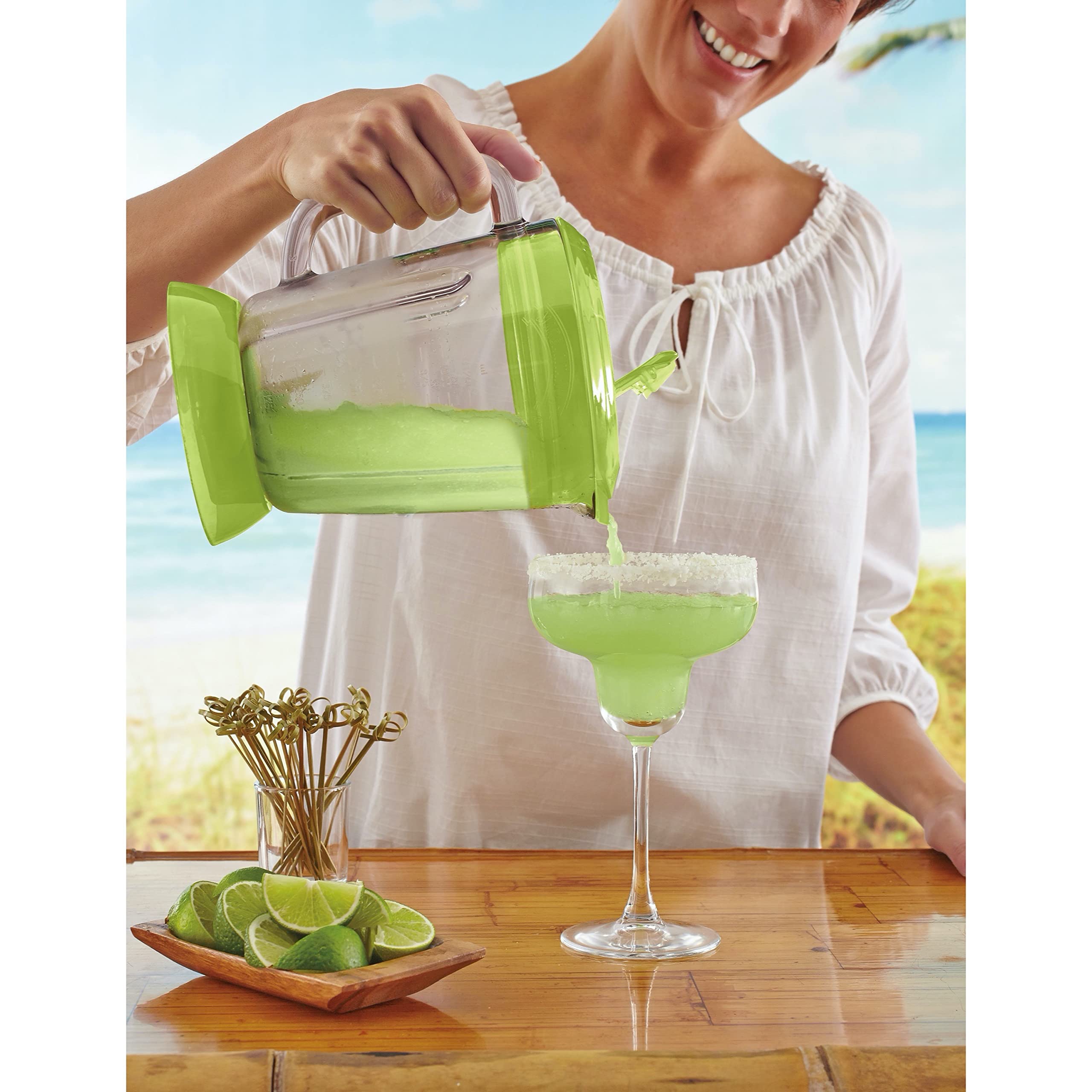 Margaritaville Bahamas Máquina para hacer bebidas de modo dual con brebaje congelado, máquina para hacer margaritas en el hogar con mezclador sencillo y jarra de 36 onzas