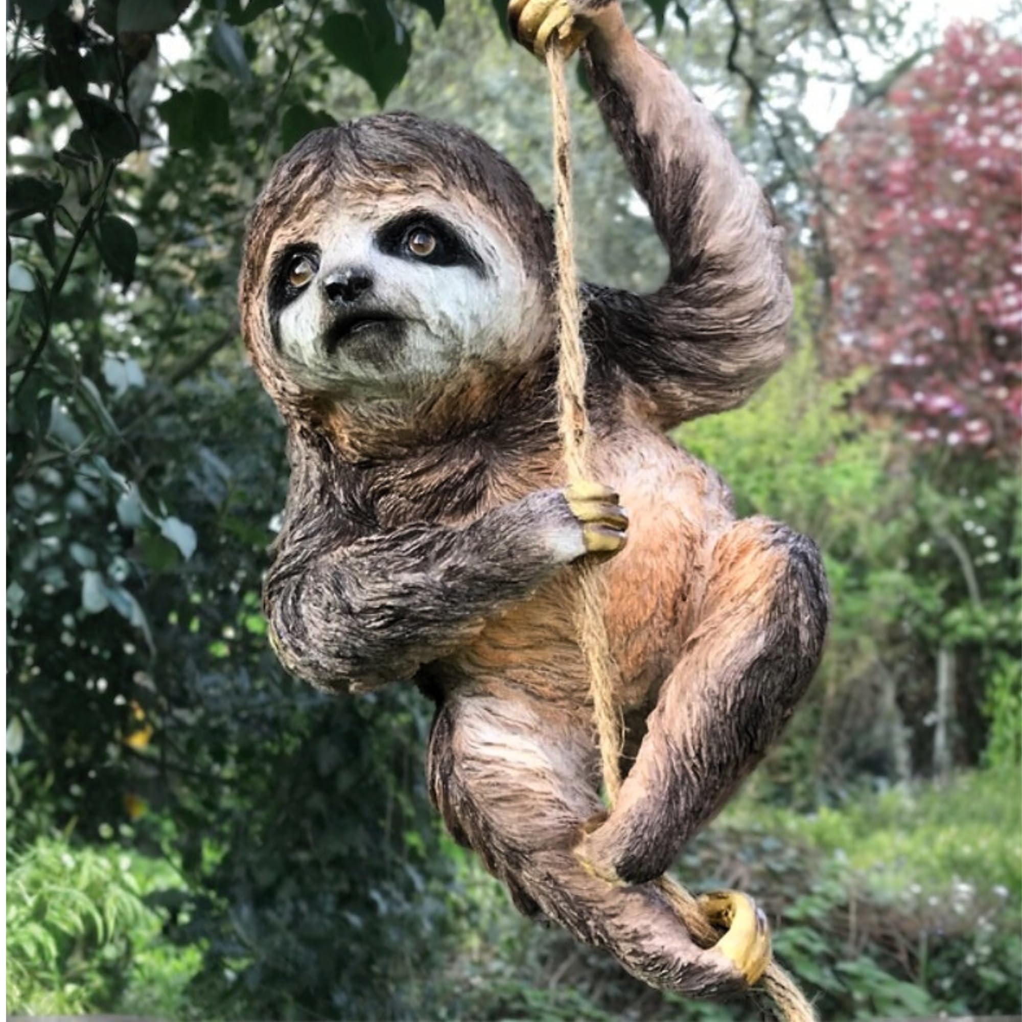 Animal Crackers Large climbing Sloth on rope tree garden ornament decoration Sloth lover gift