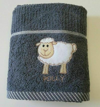 Sue Rossi Ltd 3 Pack Turkish Cotton Tea Towels Embroidered Sheep Dark Grey