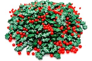 SPRINKLE ME THIS Dextrose Holly Berry Blend Sprinkle Mix - 4 oz Resealable Stand Up Bag - Christmas Themed Red and Green Sprinkles - Holiday Sprinkles for Desserts and Baked Goods