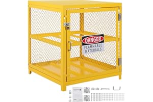 Hazardous Storage Cabinets Heavy-Duty 4 Cylinder Capacity, Powder Coated Steel Propane Tank Cage w/Lock & Guardrails, Compact