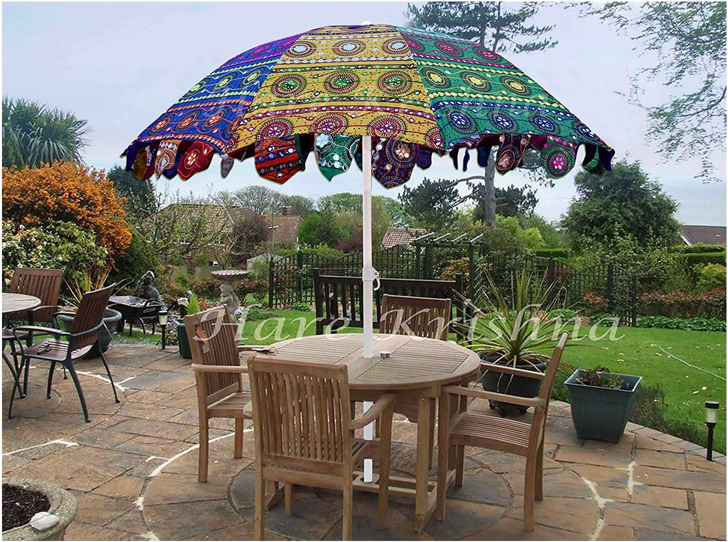 large garden parasol with base
