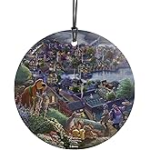 Disney – Lady and The Tramp – Tony and Friends – Thomas Kinkade – 3.5” Starfire Prints Hanging Glass Print Accessory - Ideal for Gifting and Collecting – by Trend Setters Ltd. SPCIR1092