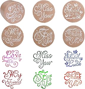 Rubber Stamps Round Wood Decorative Stamp for Card Making, Scrapbooking DIY Craft & Letters