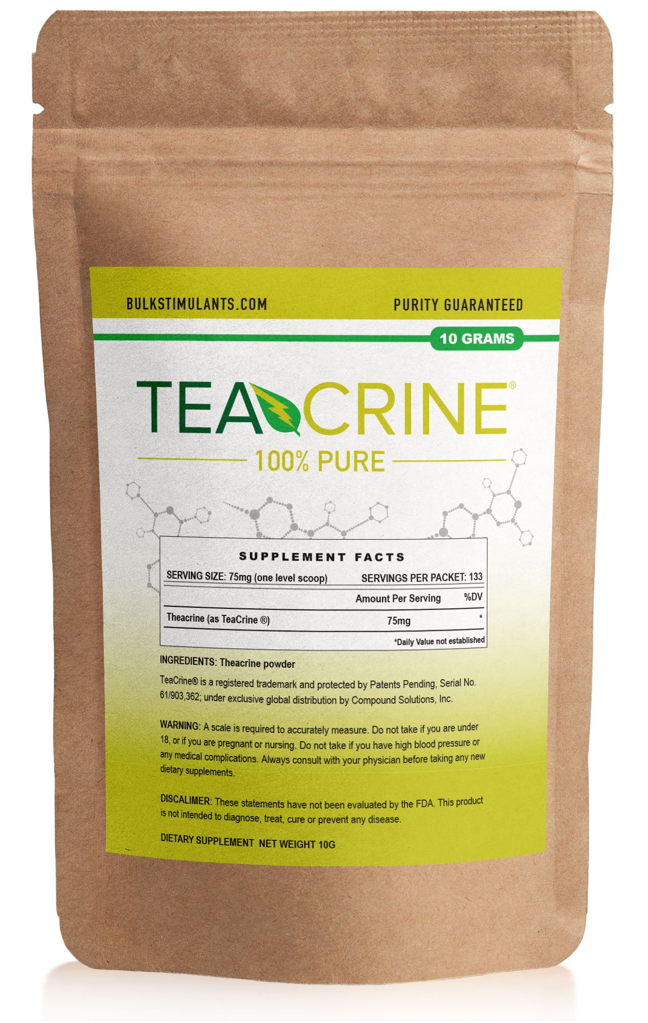 TEACRINE | Theacrine 100% Pure Bulk Powder | 133 Servings | New Nootropic Stimulant for Energy Endurance & Focus
