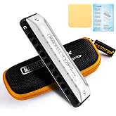 East top MAXWELL ST Blues Harmonica C Key,easy for Overblow and Bending | 10 Holes MS030 Mouth Organ For Adults,All Levels,Professional Players and Students