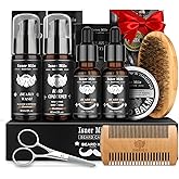 Beard Care/Grooming Kit for Men Sandalwood, Natural Beard Conditioner &amp; Oil | Wash, Brush, Balm, Comb, Hydrating, Christmas Stocking Stuffers, Valentines, Fathers Gifts for Men Him Dad Boyfriend Husband