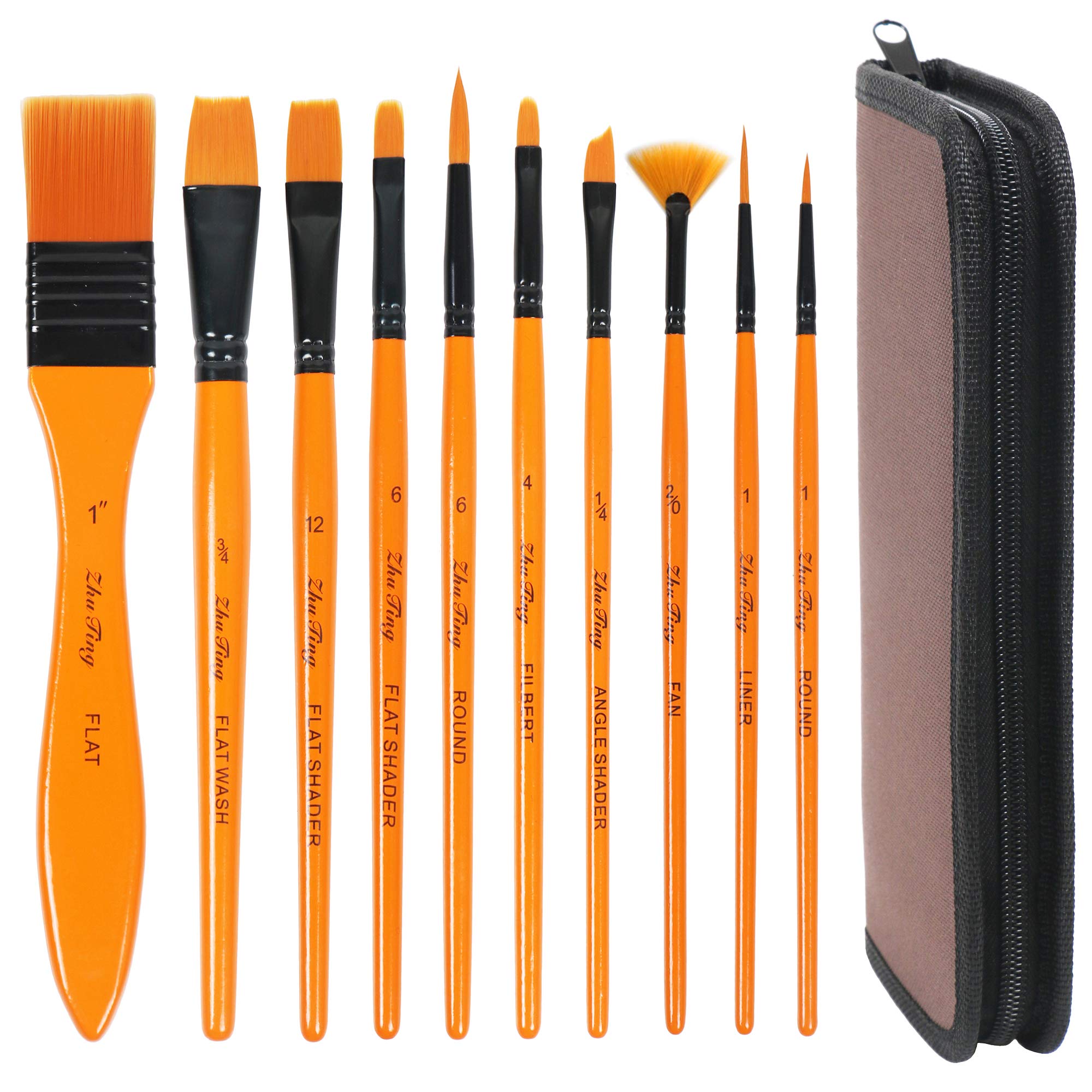 Paint Brushes, 10PCS Professional Painting Brushes Set, Nylon Hair Brush for Acrylic Oil Watercolor Gouache Painting Face Paint Brushes, Artist Paint Brushes for Beginners Adults