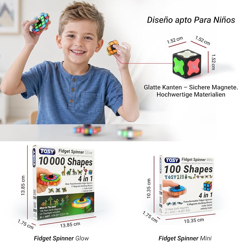 Magnet Fidget Spinner Mini - 8 Bloques: Spinner transformable, Cubo Infinito, Rompecabezas magnético, Regalo de cumpleaños para niños y Adultos, Juguete sensorial antiestrés Stem