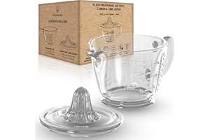 CuttleLab 2-Piece Clear Glass Measuring Cup with Juicer, 2 Cup, Ounce, Pints, Milliliters
