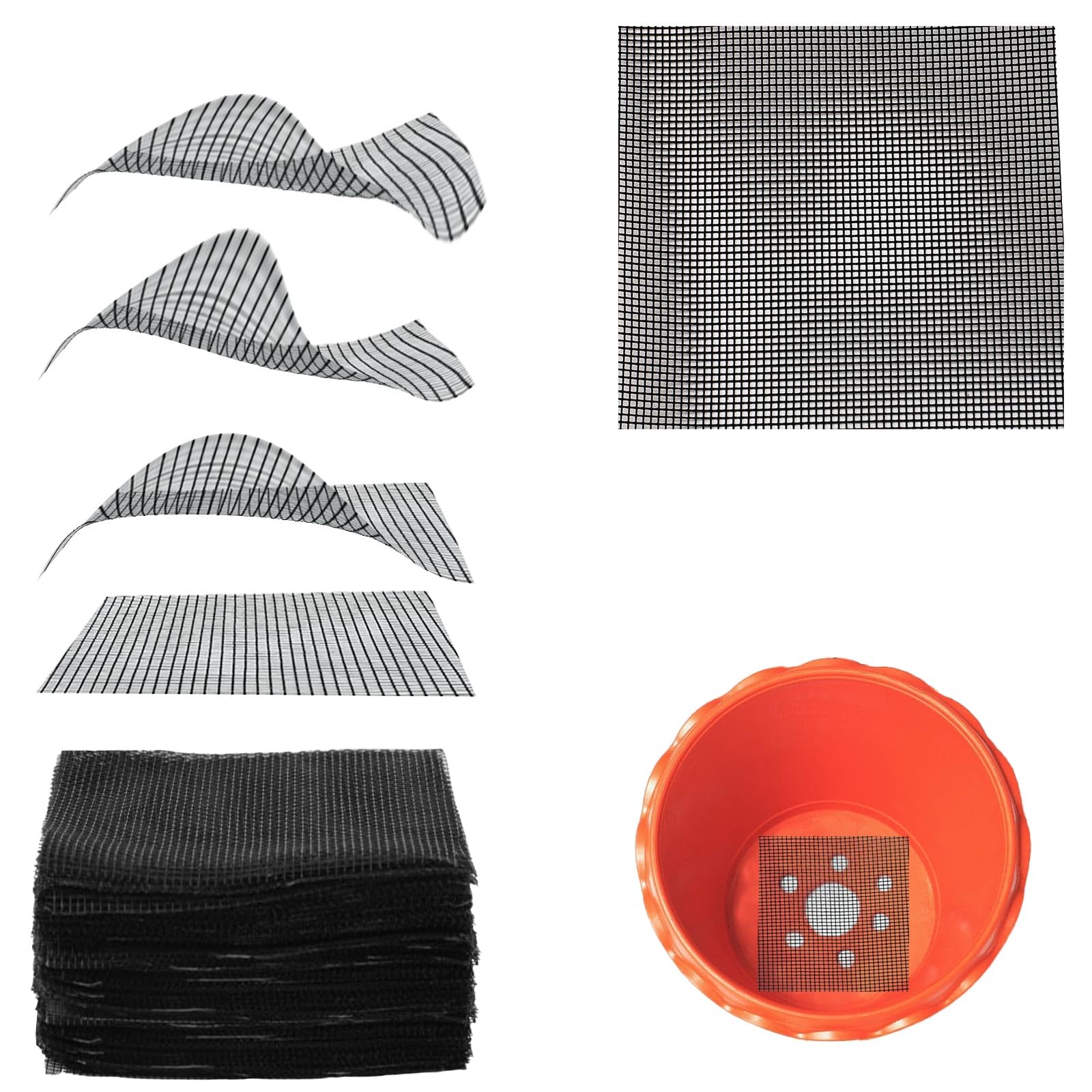 100 Pcs 4 Inch Large Size Flower Pot Hole Mesh Pad, Plant Pot Drainage Hole Screens, Bonsai Pots Bottom Grid Mat Mesh, Drainage Netting Potting Mat, Garden Drainage Mesh Prevent Soil Loss (Square)