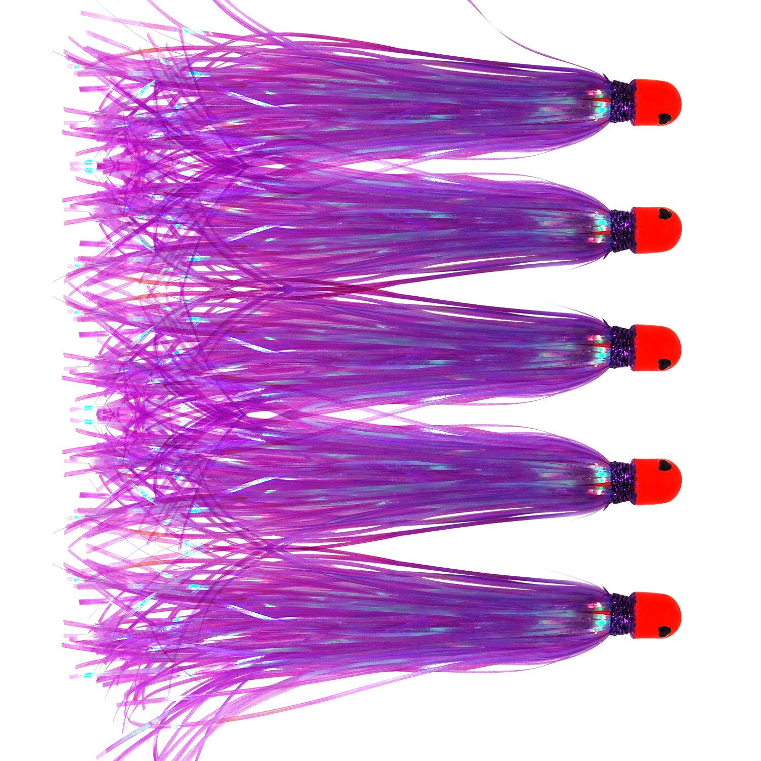 Alive Witch Lure Bait Fishing Lure Bullet Head 0.35 Ounce with Mylar Flash Skirted Hair 5pcs/lot (Purple)