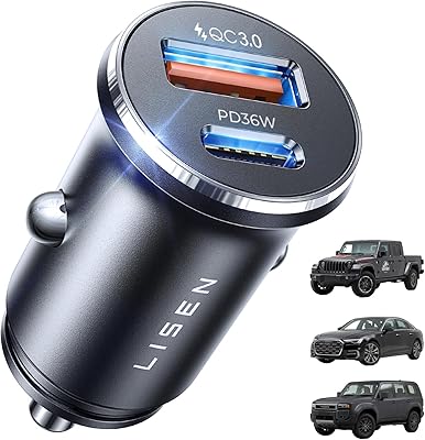 LISEN 69W Mini Cigarette Lighter USB Charger Adapter Fast Charging, Car Charger USB C 12V Cigarette Lighter Fast Charging Adapter, Men Car Accessories for iPhone 17 Pro Max 16 15 14 13 12, Samsung S26