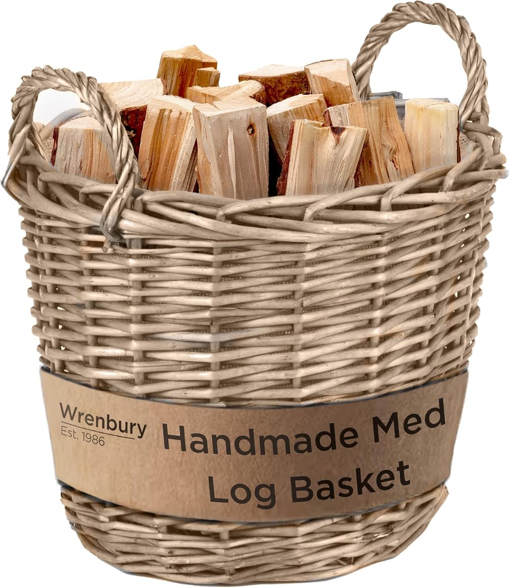 Wrenbury Extra Large Wicker Log Basket 51cm Fireside Indoor Round