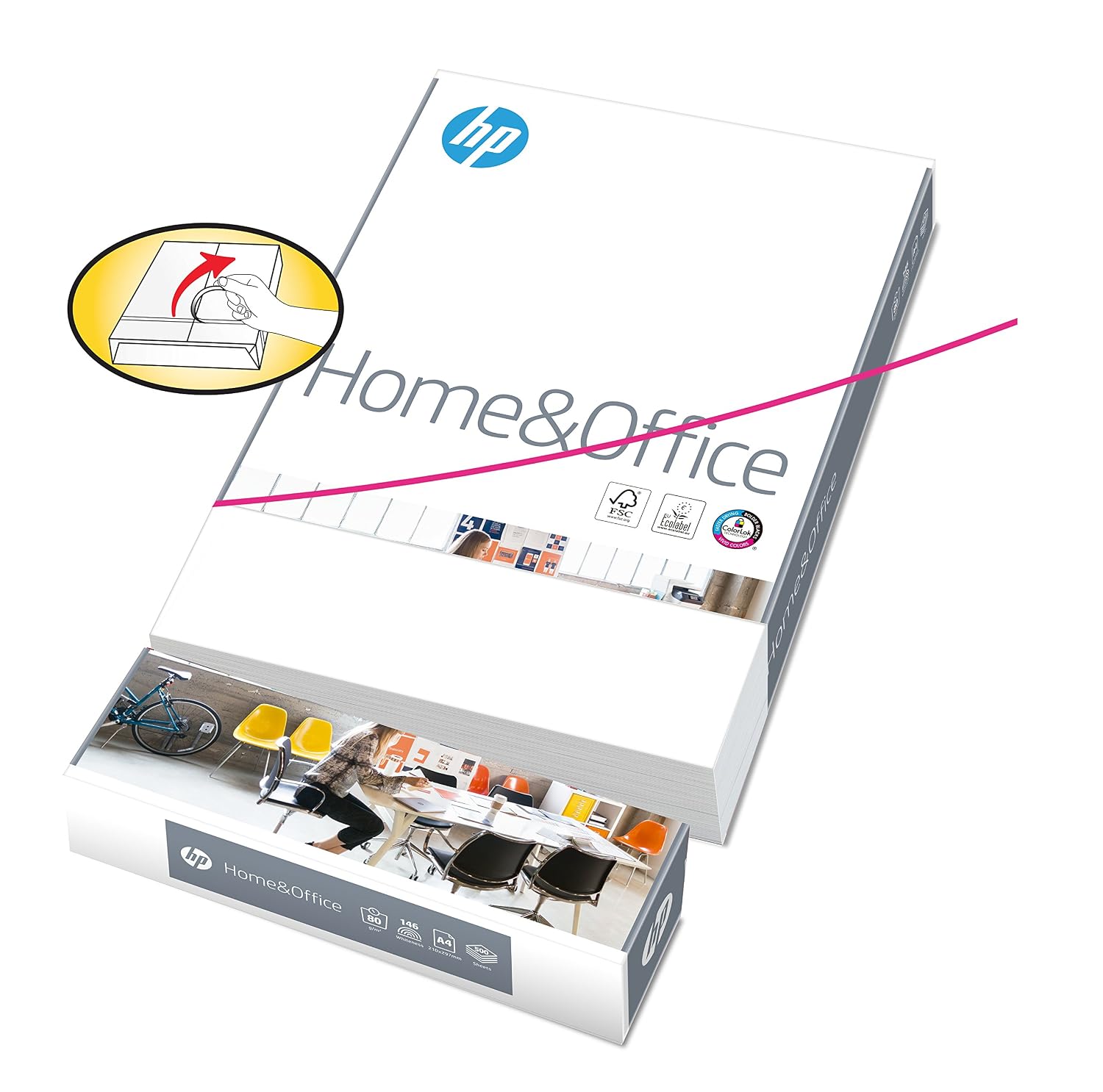 Carta Per Stampante HP Office, Formato Lettera 8,5x11, 500 Fogli, Bianca