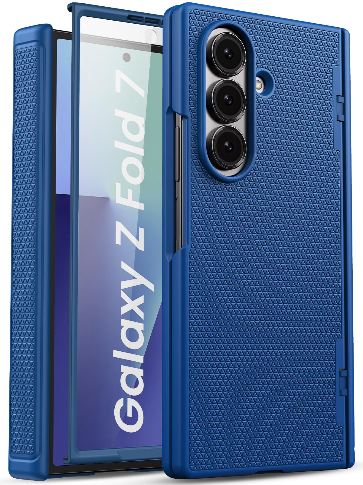 SIXBOX Slim Fit Design for Samsung Galaxy Z Fold 7 Case, Built-in Screen Protector & Hinge Protection & [Support Wireless Charging] Lightweight Durable Phone Cover Case for Galaxy Z Fold 7, Royal Blue