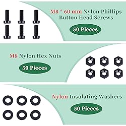 Pzsmocn 150 Pieces/50 Sets M8*60 mm Plastic Black
