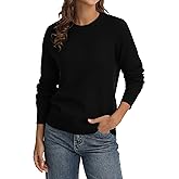 QUALFORT Women’s Lightweight Sweater Pullover Knit Long Sleeve for Layering Soft Casual Basic Top