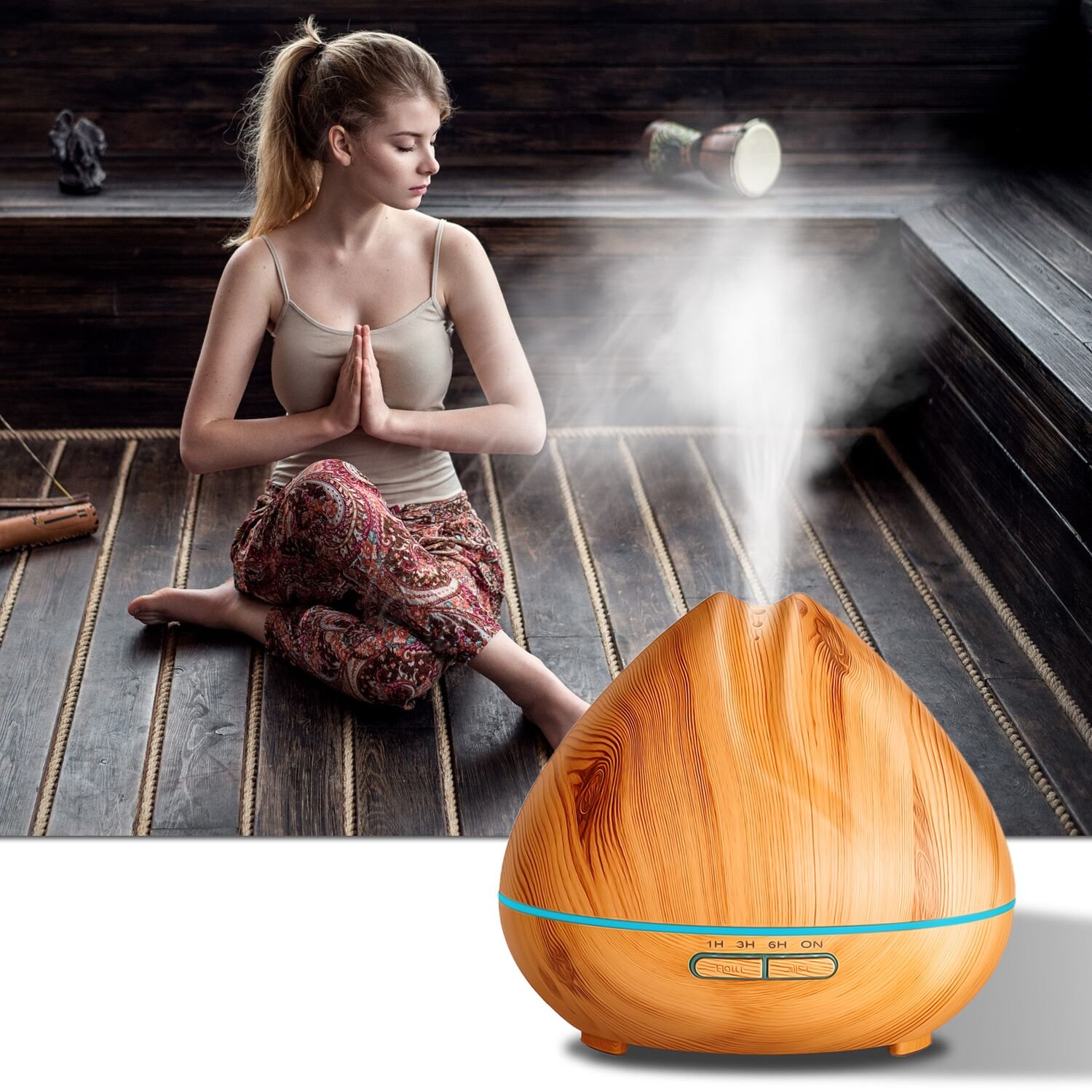 OMOTON Aroma Diffuser, 400ML Essential Oil Diffuser for Aromatherapy, Ultrasonic Cool Mist Humidifier with 14 Color LED Lights, Fragrance For Home Office, Bedroom, Bathroom, Yoga, Spa (2017 Version)