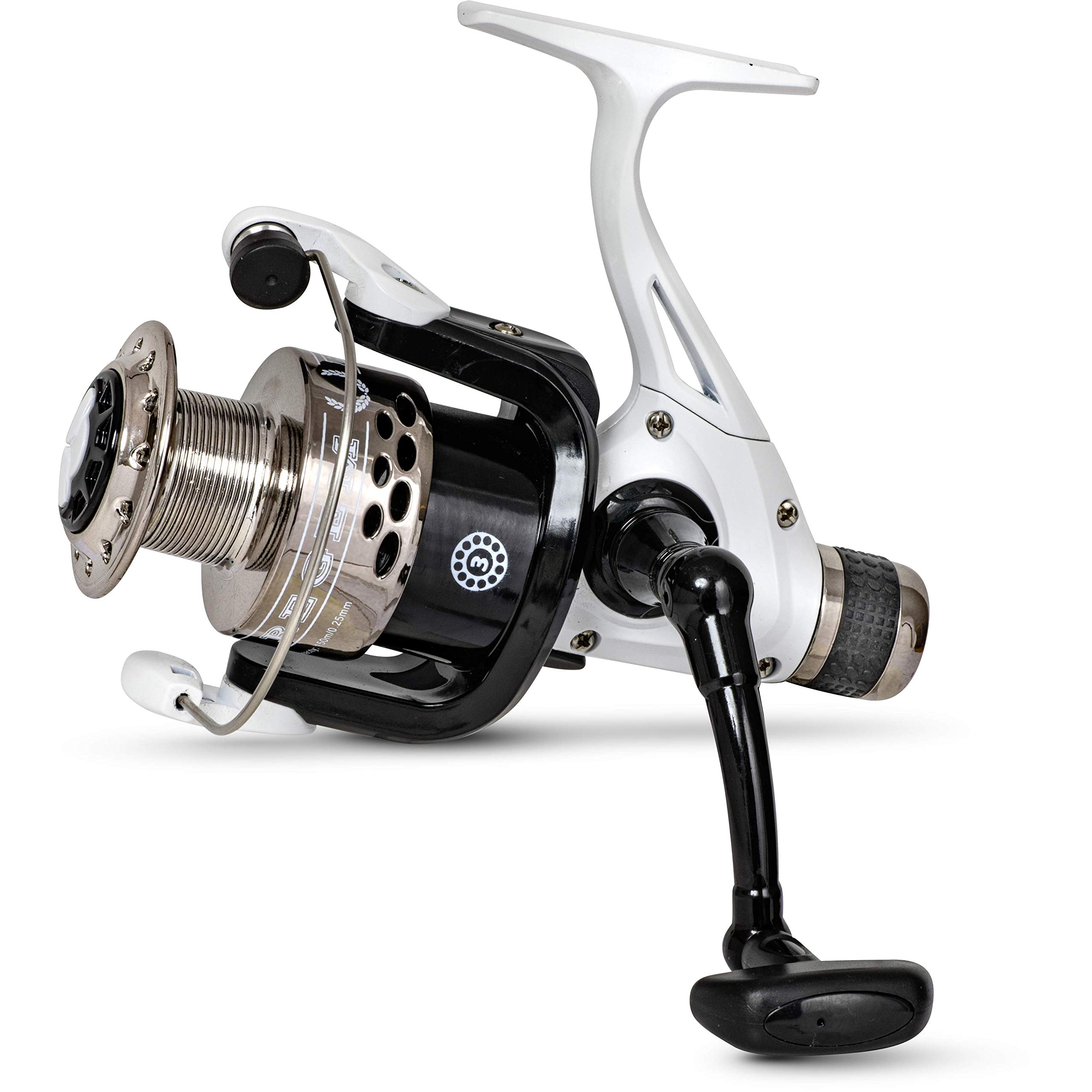 Zebco Finely Adjustable Regem RD 60 All Purpose Fishing Reel with 3 Bearings, Black/White