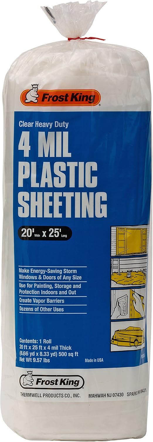 Frost King P2025 Polyethylene Sheeting, 20' x 25' x 4 mil., Clear - - 