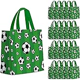 Infankey 24 PCS Soccer Gift Bags Soccer Party Decorations with Handles Reusable Soccer Goodie Snack Favor Bag Non Woven Party Favor Bags for Sports Birthday Supplies
