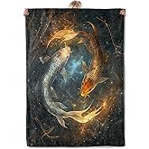 Aonimonis Galaxy Koi Fish Throw Blanket Gifts for Women Adults Girls, Soft Fuzzy Warm Cozy Flannel Blankets for Bedroom, Travel, Couch, Home Decor 50x60 in