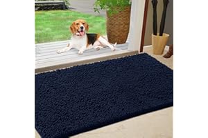 IM HOME Durable Chenille Absorbent Outoor Doormat 30" x 48", Muddy Washable Door Mats for Dog Non Slip Indoor Doormat Front Inside Doormat for Entryway, Mud Dog Paws, Patio Navy Blue