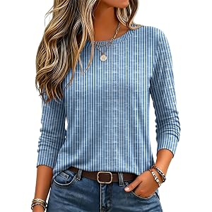 Zeagoo Women's Casual Shirts Long Sleeve Tops Crewneck Tshirts Fall Clothes | Breathable Comfort Lightweight Basic Tees,Casua
