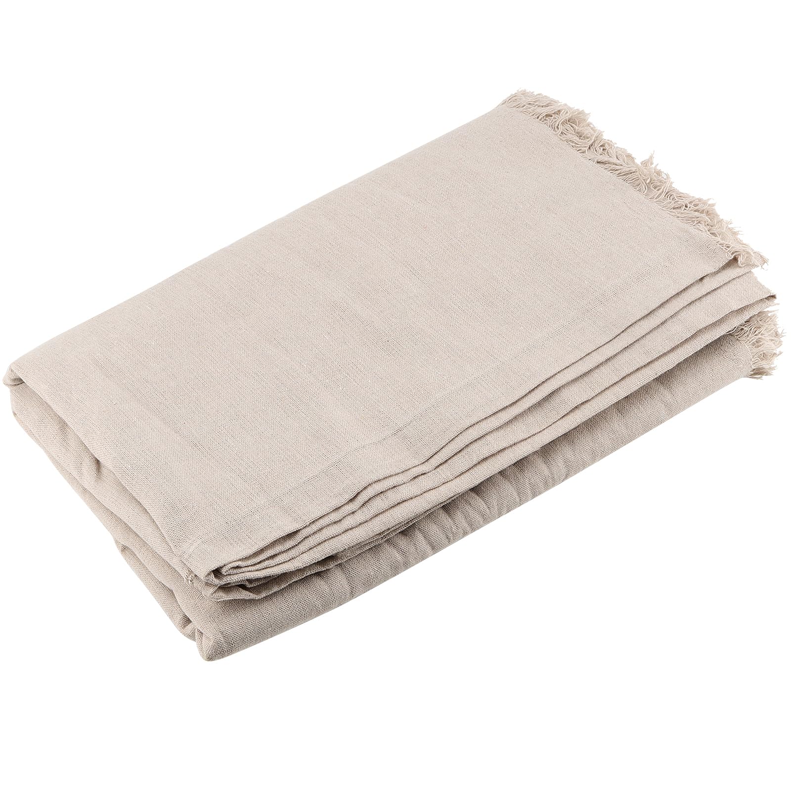 MUKCHAP 150cm/59 Inch Wide Plain Linen Fabric, 400cm/157 Inch Length, Natural White Color, Ideal for Crafts & Decorations