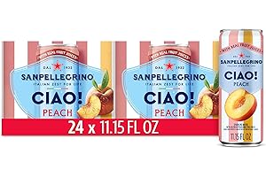 SAN PELLEGRINO Sanpellegrino CIAO Peach Sparkling Water, Low-Calorie Italian Sparkling Water with Real Fruit Juices, 0g Added Sugar, 24-Pack