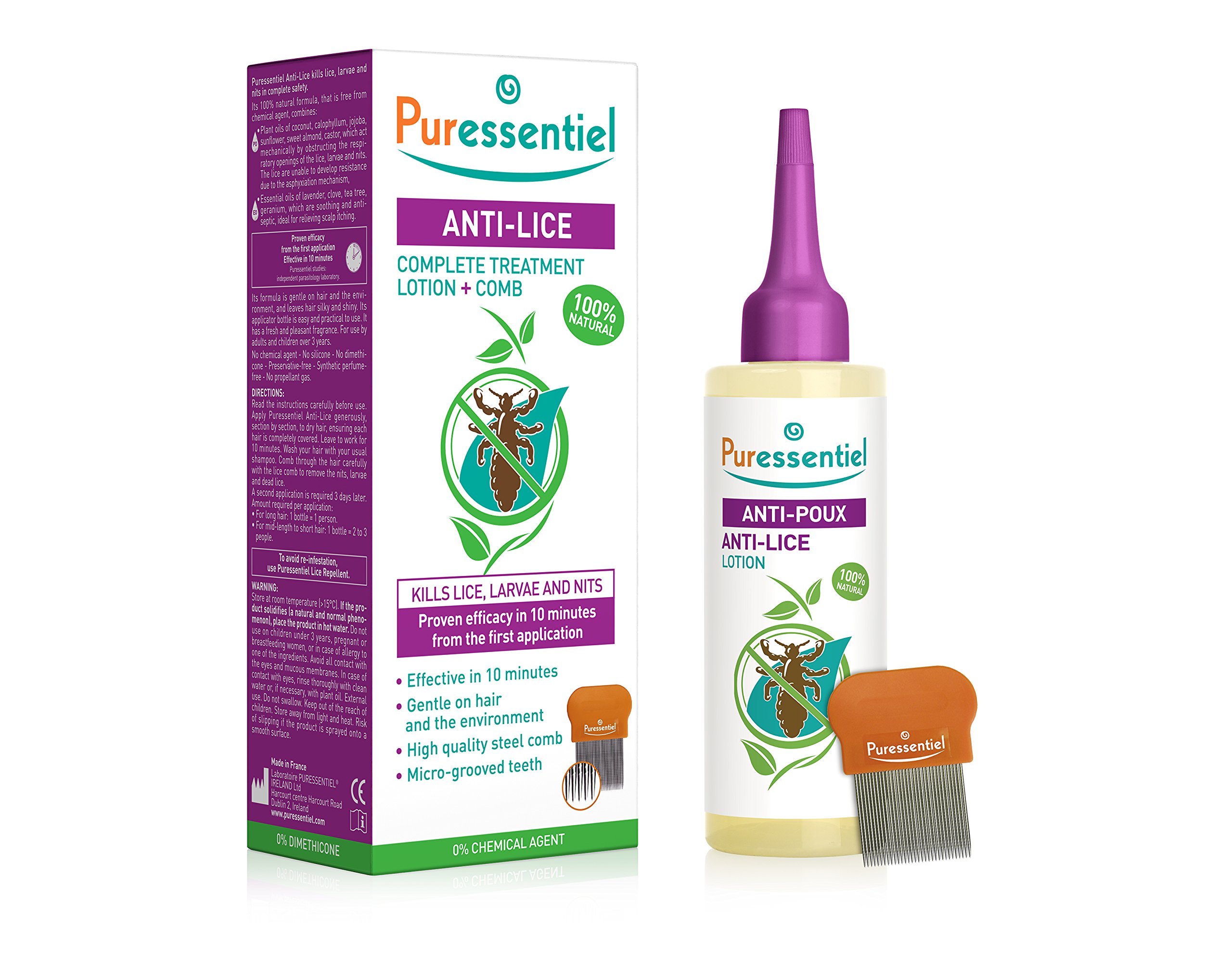 Puressentiel AntiLice Treatment Lotion and Comb 100 ml head lice