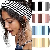 4pcs Striped Headbands for Women Wide Head Bands for Women's Hair Non Slip Wraps Elastic Stretchy Fashion Bandanas Workout Yoga Cute Hair Bands for Women's Hair Accessories