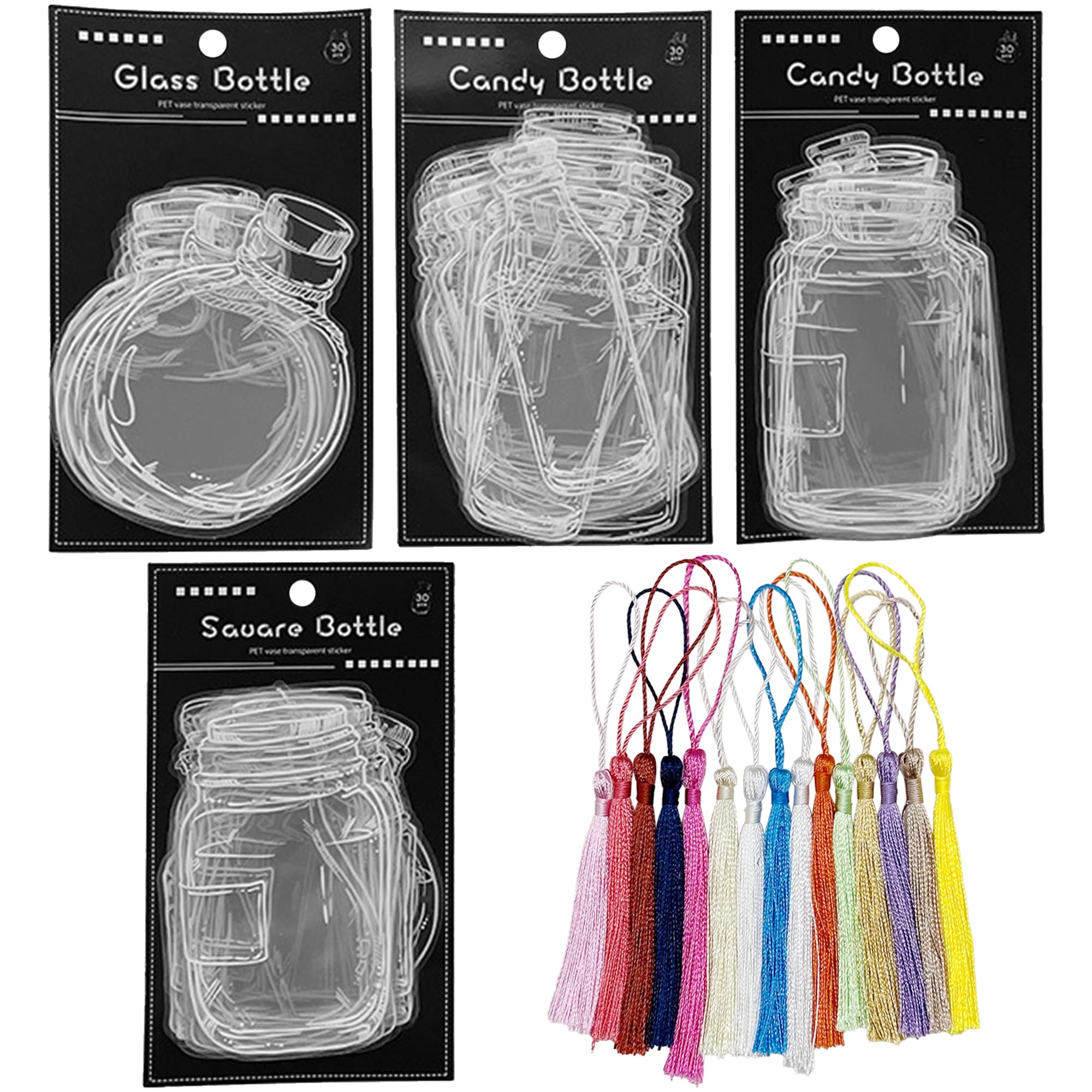 Attuslla Dried Flower Bookmark Kit, 120 Sheet DIY Plant Bookmark Transparent Dried Flower Bookmarks Bottle Shaped Clear Pressed Flower Bookmark with Tassels and Tweezers, Small Size