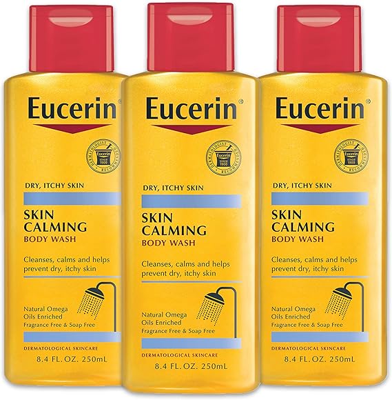 Eucerin Skin Calming Dry Skin Body Wash 8.4 Fluid Ounce (Pack of 3