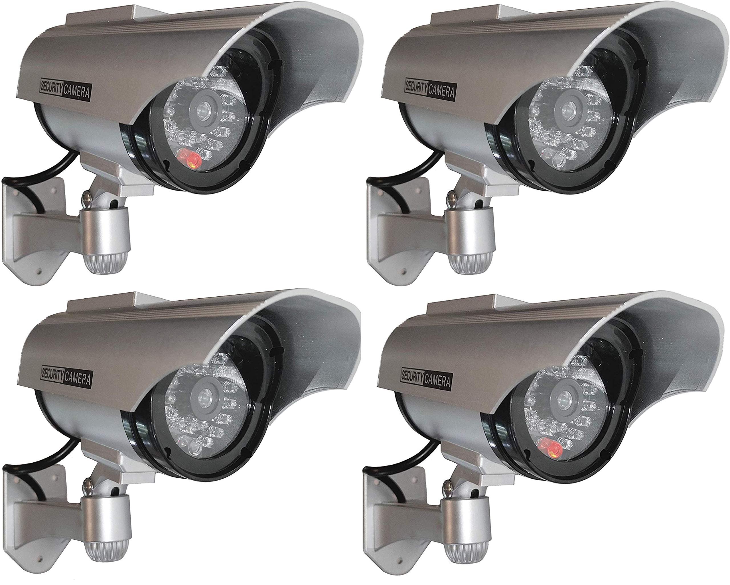 4 x Security Cameras Solar Dummy Outdoor Cameras Dummy Camera with Lens and Flashing Video Surveillance Goods Security