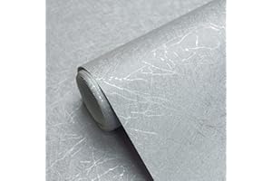 COHOO HOME Silver Gray Wallpaper Peel and Stick Wallpaper Grey Silk Wallpaper Gray Contact Paper for Cabinets Solid Silver Self Adhesive Removable Wallpaper Textured Wallpaper Waterproof Wall Covering 15.7“×118”