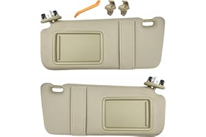 GLYMXIA Pair of Left and Right Sun Visors with Holders for Toyota Camry 2007 2008 2009 2010 2011 with Light Sunroof Interior Windshield Sunshade Replacement (Beige Color)