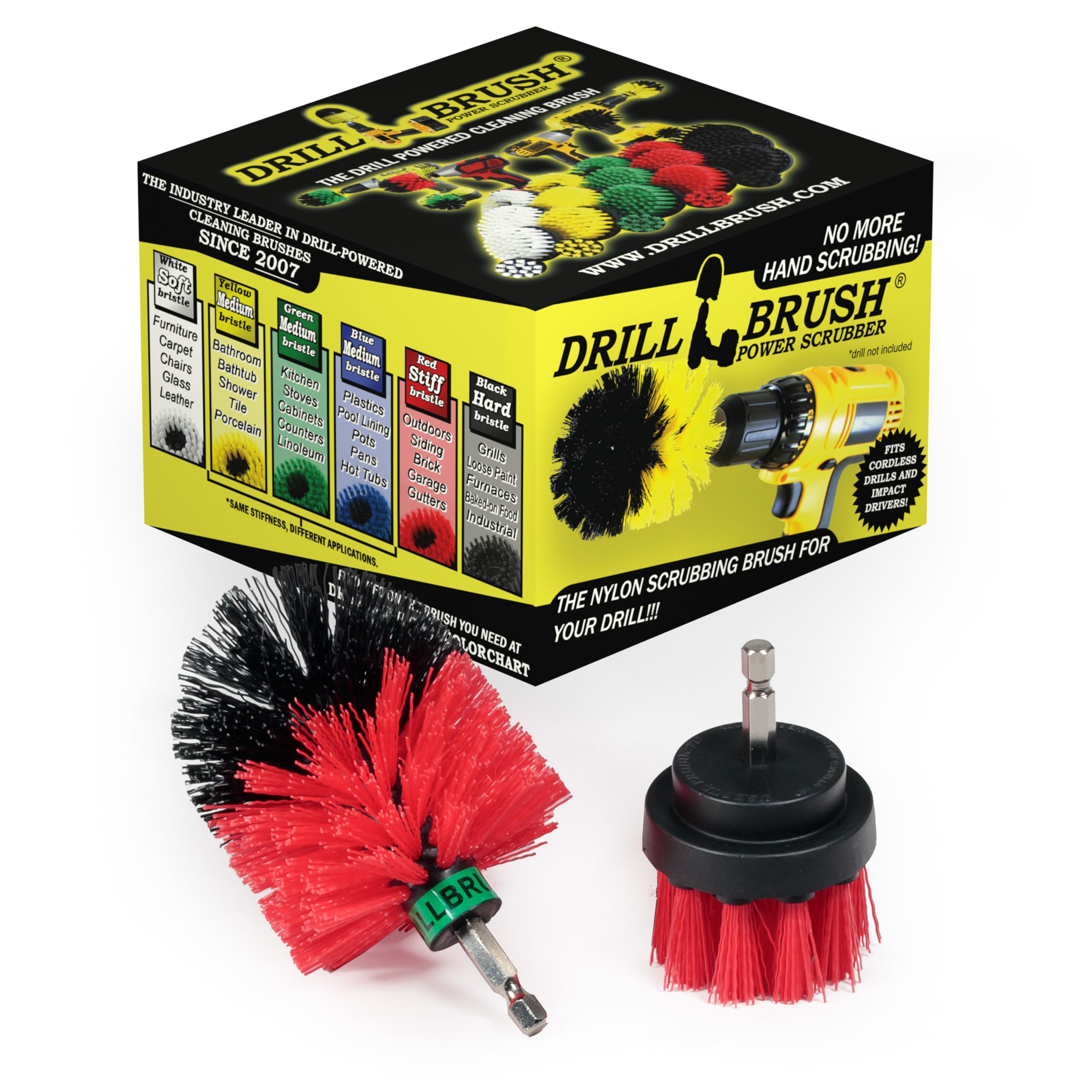 Cleaning Supplies - Outdoor - Garden - Patio - Deck Brush - Mini - Drill Brush - Bird Bath - Algae - Garden Statues - Stone - Garden Fountain - Headstones - Granite Cleaner - Concrete - Spin Brush