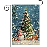 Winter Snowman Snowflake Garden Flag 12x18 Inch Double Sided Reindeer Christmas Tree Yard Outdoor Flag House Holiday Outside Decoration