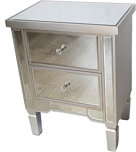 Slate Rose Mirrored Bedside Table Wood Height 62cm X Length 49cm X Width 32 5cm Amazon Co Uk Kitchen Home