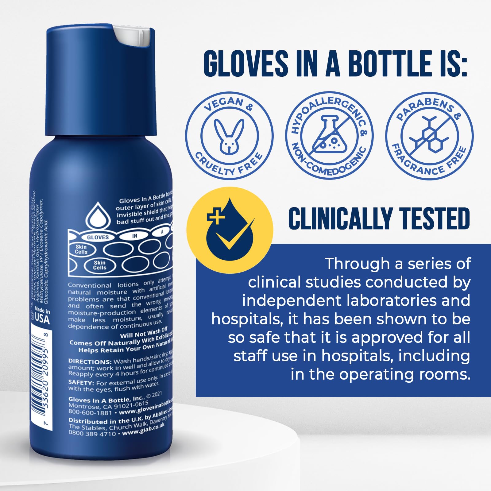 Gloves In A Bottle Hand Lotion for Nurses – Best Travel Hand Cream for Dry, Cracked Hands, Eczema & Psoriasis Relief – Silicone Glove Hand Lotion for Healthcare Workers – 2 oz