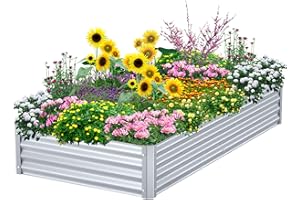 Highpro Raised Garden Bed 6 * 3 * 1ft Galvanized Metal Planter Boxes for Herbs Vegetables, Flowers and Succulents Silver